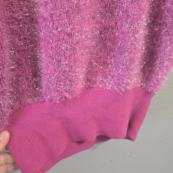 Anthropologie Maeve The Violetta Pink Tinsel Open Back Sweater Size Small - Picture 6 of 16